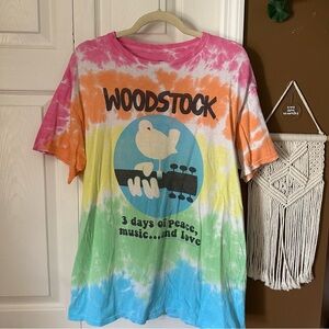 Woodstock Tie Dye Colorful Graphic Tshirt Liquid Blue Branded / Size L